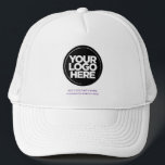Dark Purple | Personalized Logo and Text Baseball Trucker Hat<br><div class="desc">Create your very own corporate cute chic dark purple Trucker Hat! Our sleek and contemporary template comes in a variety of colours, offering full customization options to showcase your business logo, chosen photograph or image. Enhance personalization by adding your name, company slogan or moniker, promotional Instagram handle, or any personalized...</div>