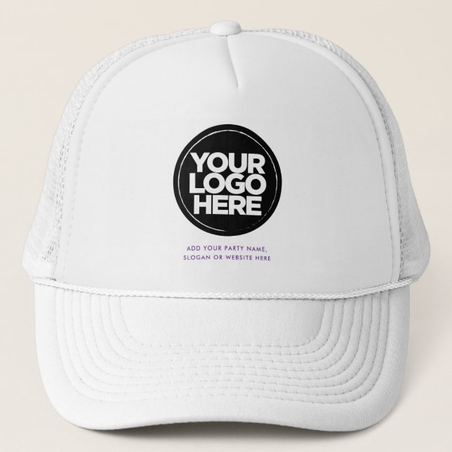 Dark Purple | Personalized Logo and Text Baseball Trucker Hat (Front)