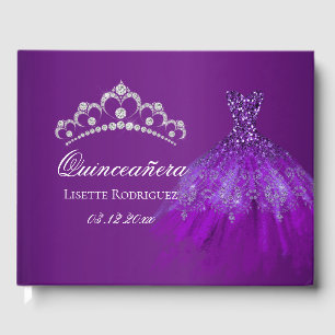 Dark Purple Personalized Quinceanera Guest Book