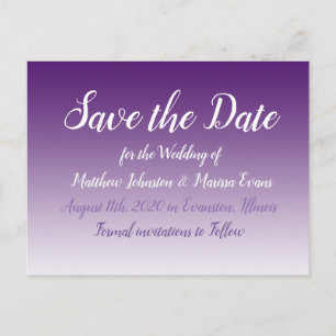 Dark Purple Personalized Save the Date Postcard