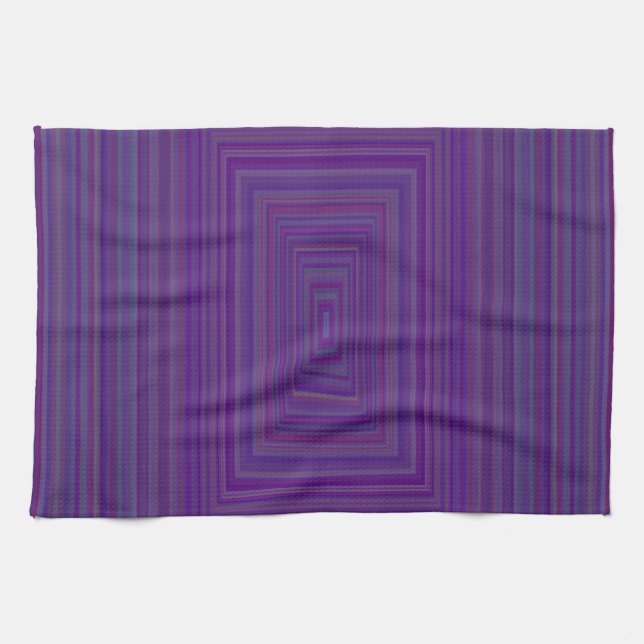 Dark Purple Pink Geometric Rectangles Art Kitchen Towel (Horizontal)