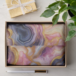 Dark Purple Pink Gold Marble Tissue Paper