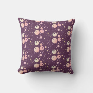 Dark purple pink polka dots pattern throw pillow