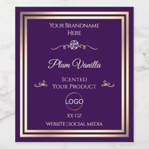 Dark Purple Product Label Gold Frame with Logo