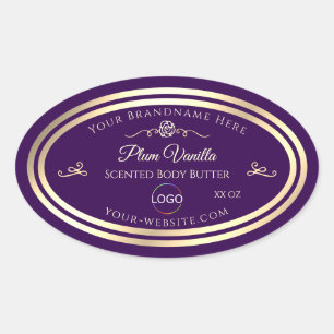 Dark Purple Product Label Gold Frame with Logo