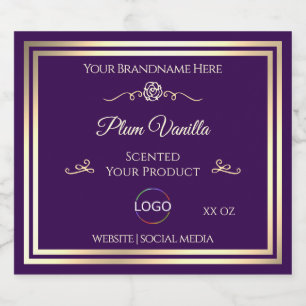 Dark Purple Product Label Gold Frame with Logo