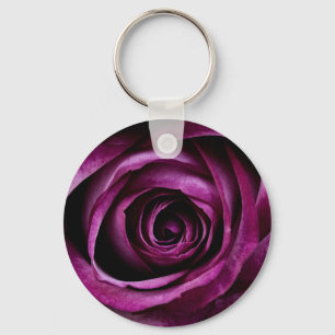 Dark Purple Rose Keychain