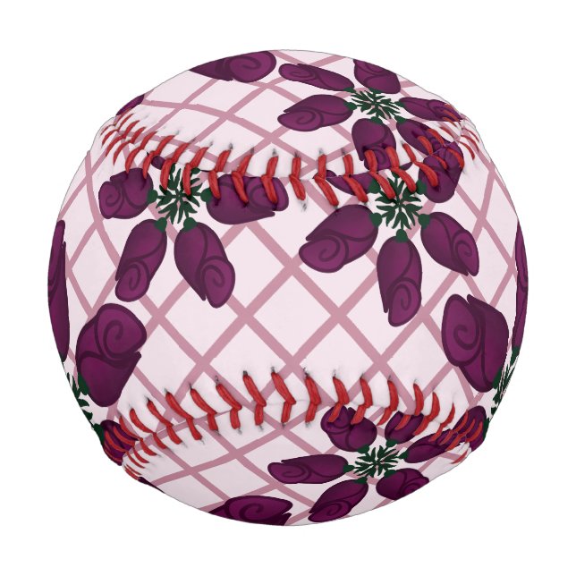 Dark Purple Rose Pattern — Elegant Plum Flora Baseball (Front)