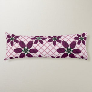 Dark Purple Rose Pattern — Elegant Plum Flora Body Pillow