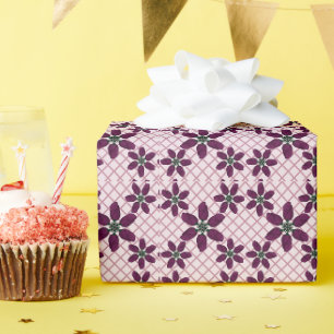 Dark Purple Rose Pattern — Elegant Plum Flora Wrapping Paper
