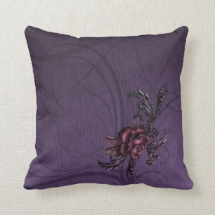 Dark Purple Rose Throw Pillow