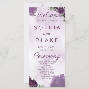 Dark Purple Roses Floral Gothic Wedding Program