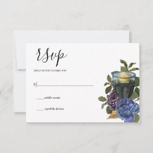 Dark Purple Roses Gothic RSVP Card
