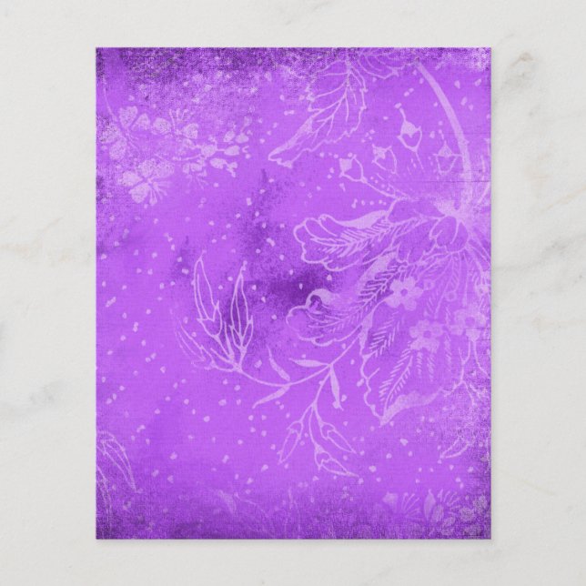 Dark Purple Shabby Floral Scrapbook Paper (Front)