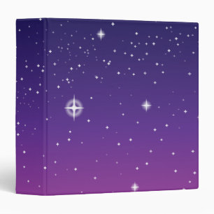 Dark Purple Starry Night Sky Binder