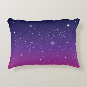 Dark Purple Starry Night Sky Decorative Pillow