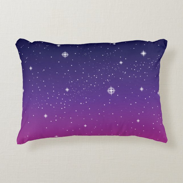 Dark Purple Starry Night Sky Decorative Pillow (Front)