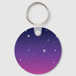 Dark Purple Starry Night Sky Keychain