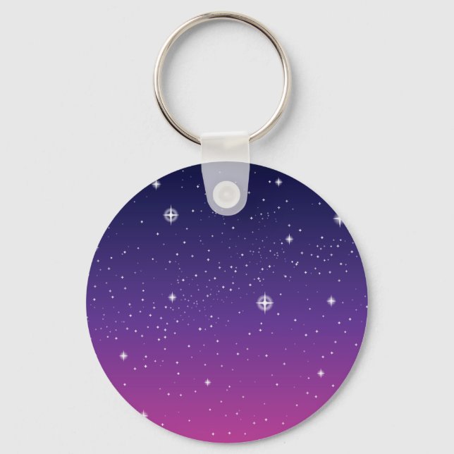 Dark Purple Starry Night Sky Keychain (Front)