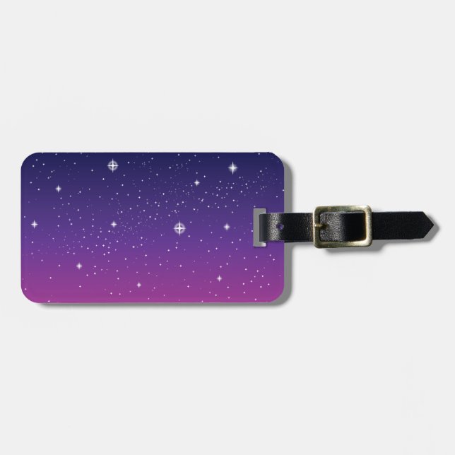 Dark Purple Starry Night Sky Luggage Tag (Front Horizontal)
