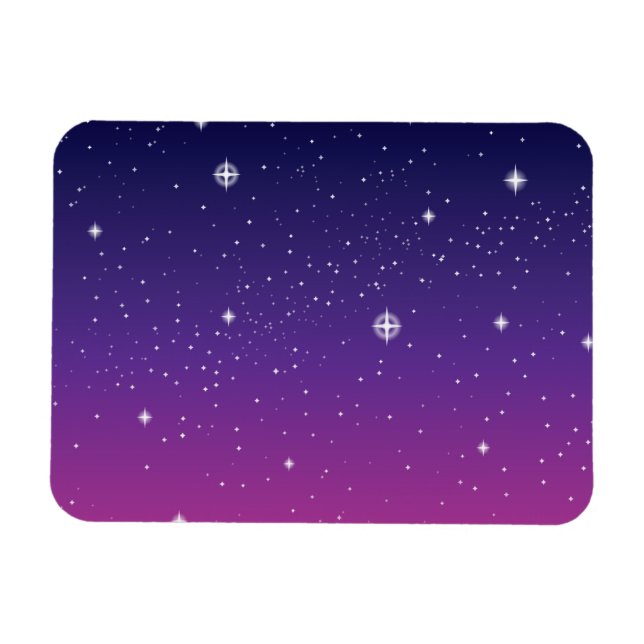 Dark Purple Starry Night Sky Magnet (Horizontal)