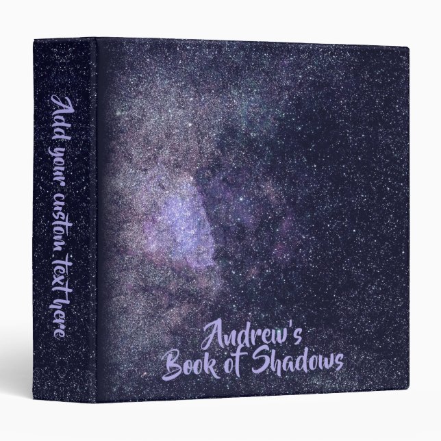 Dark Purple Starry Night Sky Space Book of Shadows Binder (Front/Spine)