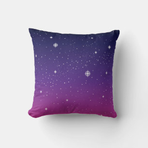 Dark Purple Starry Night Sky Throw Pillow
