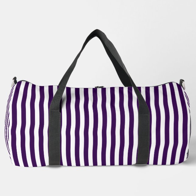 Dark Purple Striped Design | Stylish Travel & Gym  Duffle Bag (Front)