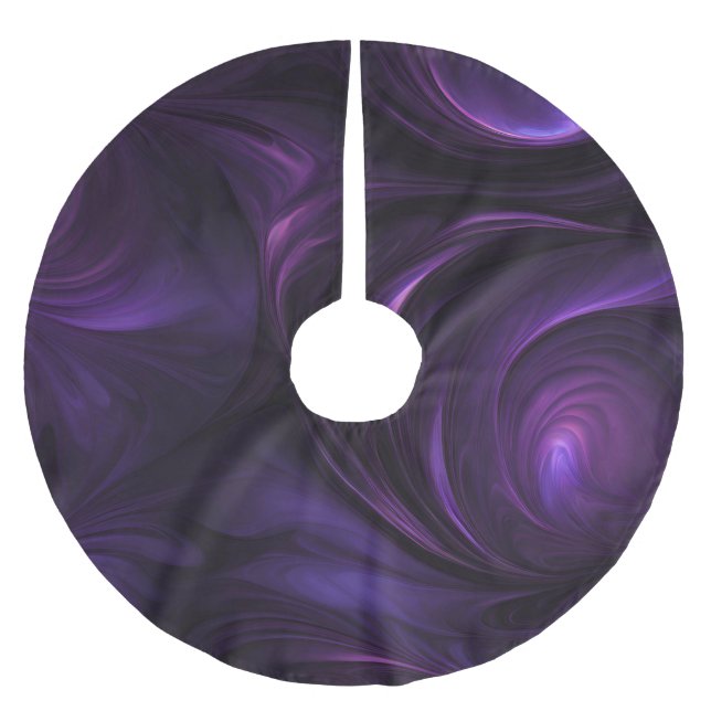 Dark Purple Swirl Design Brushed Polyester Tree Skirt (Front)