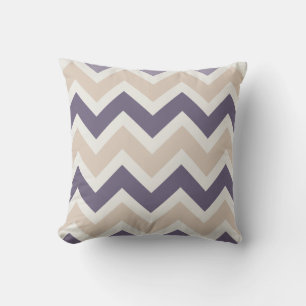 Dark Purple, Tan, Ivory Chevron Pattern Throw Pillow