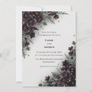 Dark Purple Thistle Wedding Invitation
