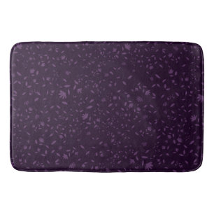 Dark Purple Tone on Tone Floral Botanical Vine Pat Bath Mat