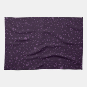 Dark Purple Tone on Tone Floral Botanical Vine Pat Kitchen Towel