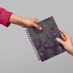 Dark Purple Tulip Floral Journal – Elegant Moody Planner