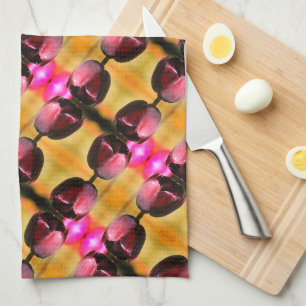 Dark Purple Tulip Flower Abstract Pattern      Kitchen Towel