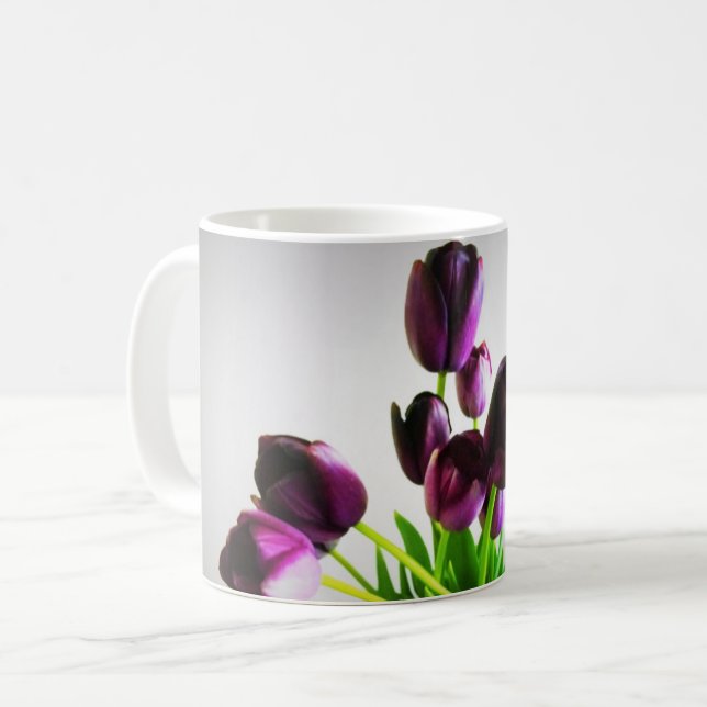 Dark Purple Tulips Coffee Mug (Front Left)