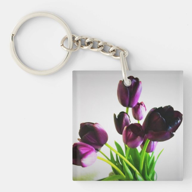 Dark Purple Tulips Keychain (Front)