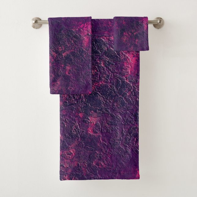 Dark purple violet texture textured suede marble g bath towel set (Insitu)