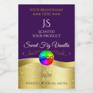 Dark Purple Wavy Gold Logo Monogram Product Label