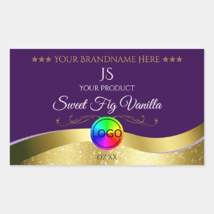 Dark Purple Wavy Gold Logo Monogram Product Label