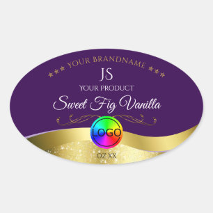 Dark Purple Wavy Gold Logo Monogram Product Label
