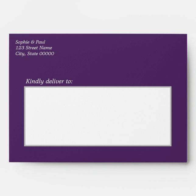 Dark Purple Wedding Invitation Envelope (Front)