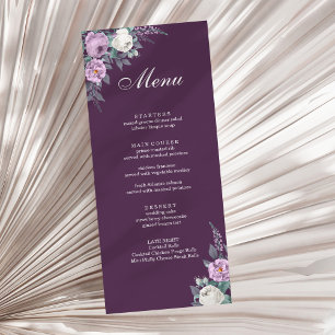 Dark Purple Wedding Menu Card