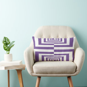 Dark Purple & White Modern Geometric Pattern Lumbar Pillow