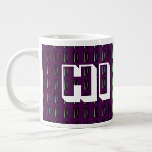 Dark purple with deep colours stripes large coffee mug