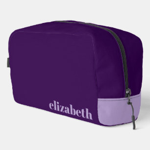 Dark Purple with Pale Purple Name Dopp Kit