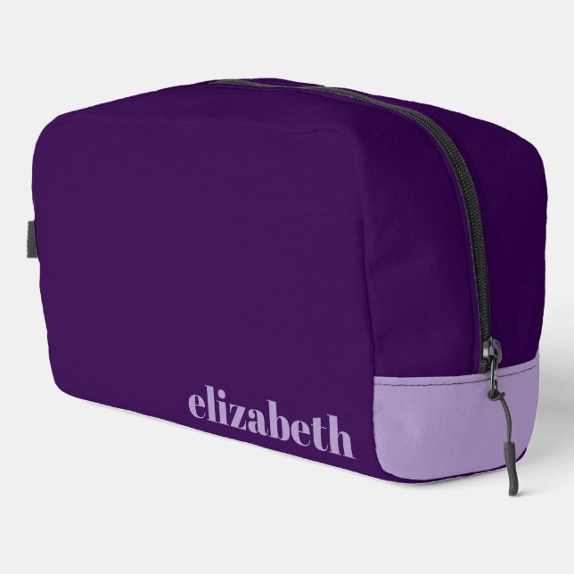 Dark Purple with Pale Purple Name Dopp Kit (Right Corner)