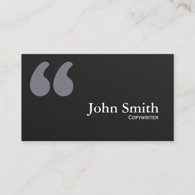 Dark Quotation Marks Copywriter Business Card (Front)