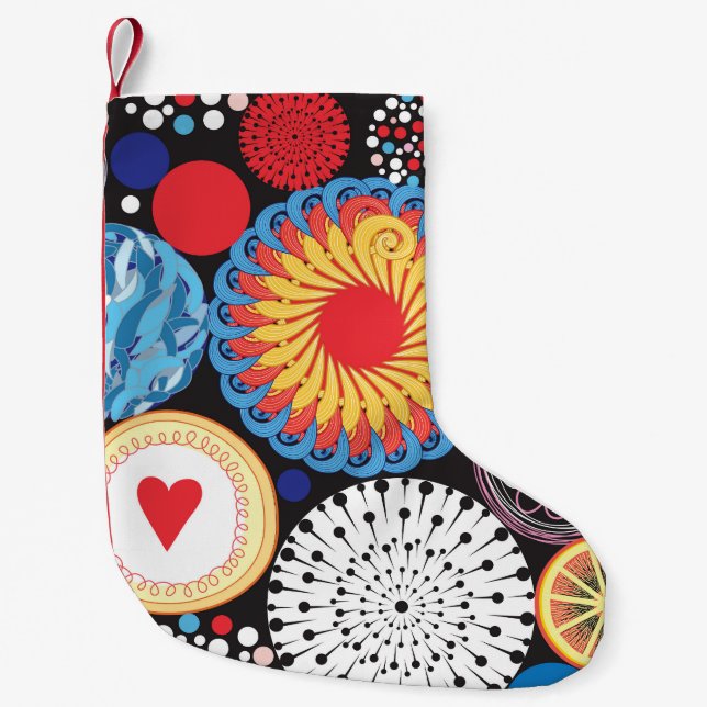 Dark Radiance: Bright Circular Pattern Small Christmas Stocking (Front)