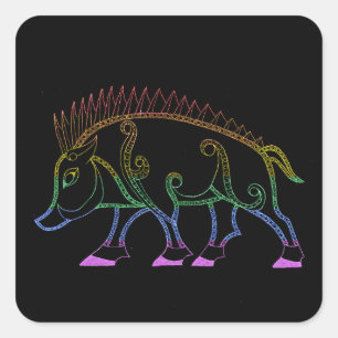 Dark Rainbow Boar Square Sticker